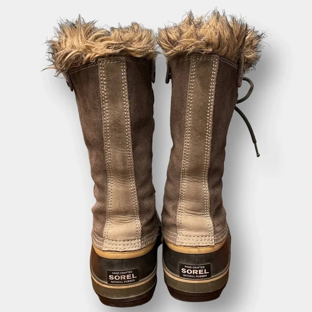 Sorel Joan of Artic Waterproof Winter Suede Rain Boots Quarry Black Sand Size 8